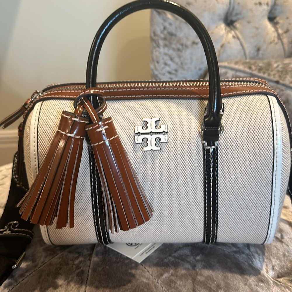 Tory Burch canvas mini satchel NWT- gorgeous! - Picture 5 of 9